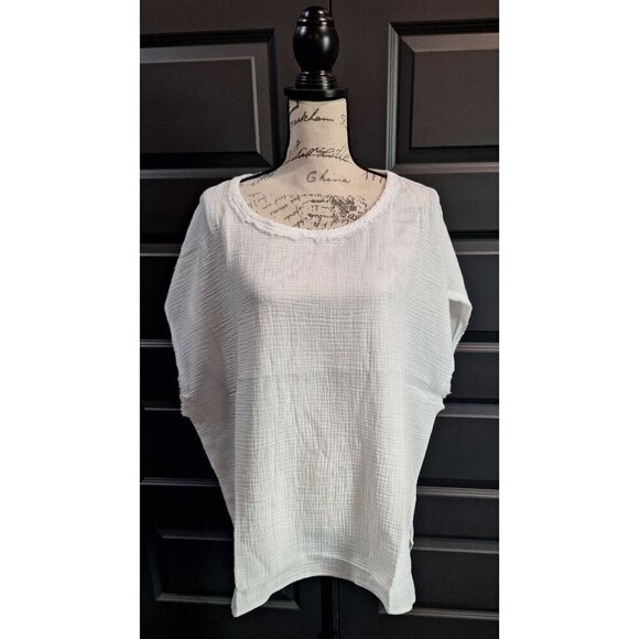 NWT Tahari Woman Sugar White Linen Pullover Blouse/Size 3X - Picture 1 of 11